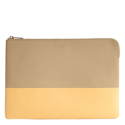 Celine Lambskin Bi-Color Solo Clutch Pouch Beige Butter 1 of 10