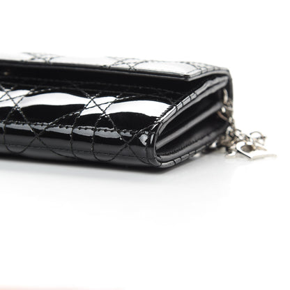 Christian Dior Patent Cannage Lady Dior Rendezvous Wallet On Chain Black 10 of 10