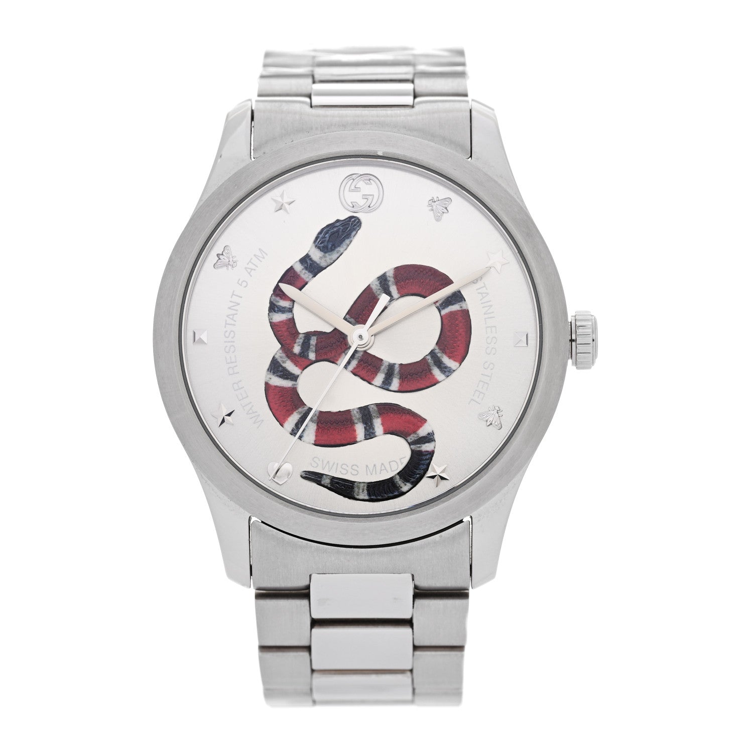 Gucci Stainless Steel 38mm G-Timeless Snake Quartz Watch 1 of 4
