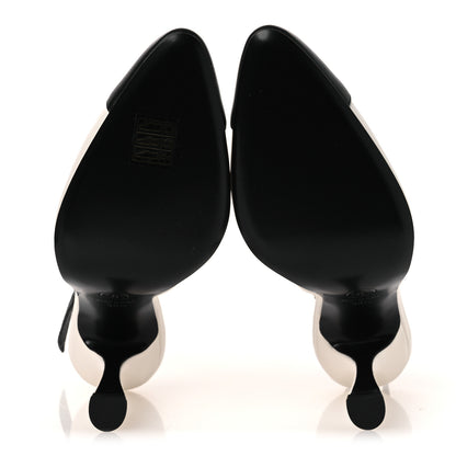 Chanel Lambskin Slingback Pumps 36.5 White Black 7 of 12