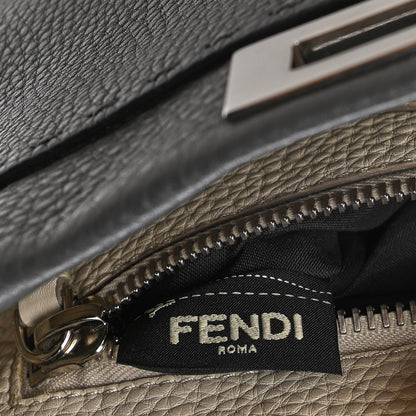 Fendi Cuoio Romano Selleria Bi-Color Medium Peekaboo Iconic Satchel Asfalto Latte 7 of 18