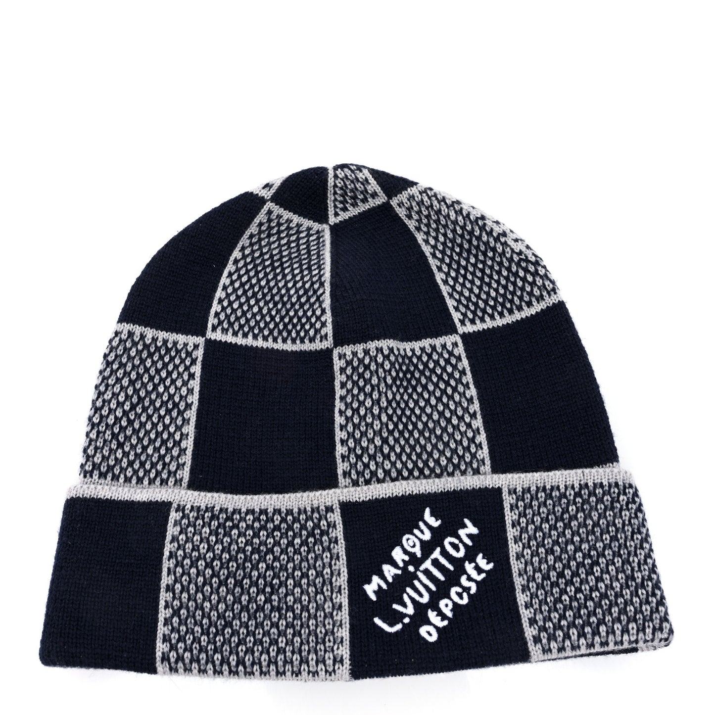 Wool Damier Heritage Beanie Navy Blue