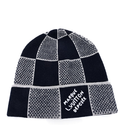 Louis Vuitton Wool Damier Heritage Beanie Navy Blue 1 of 6