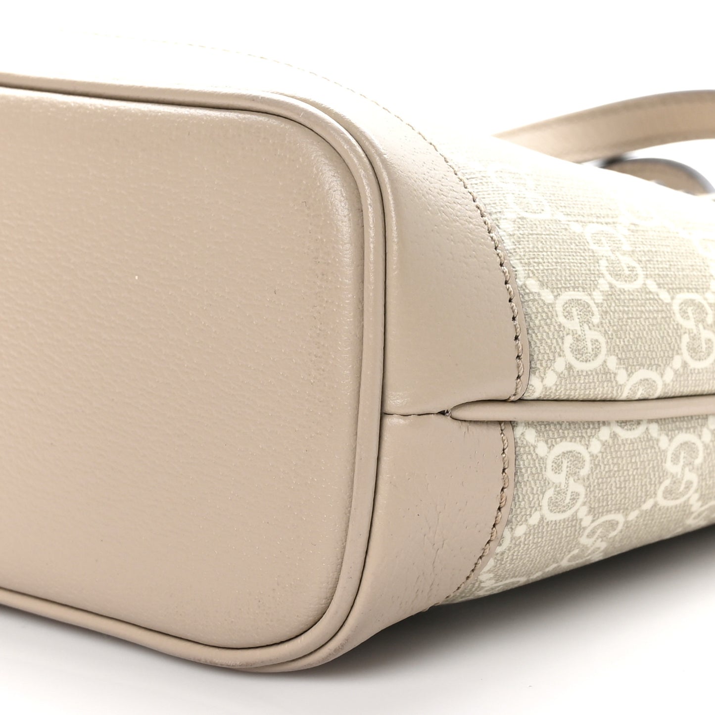 GG Supreme Monogram Textured Dollar Calfskin Mini Ophidia Shoulder Tote Bag Bag Beige Mystic White Oatmeal
