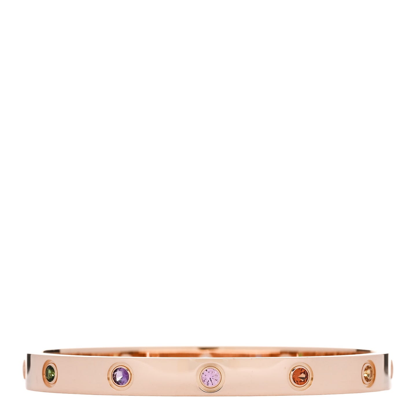 18K Pink Gold Sapphire Garnet Amethyst LOVE Bracelet 17