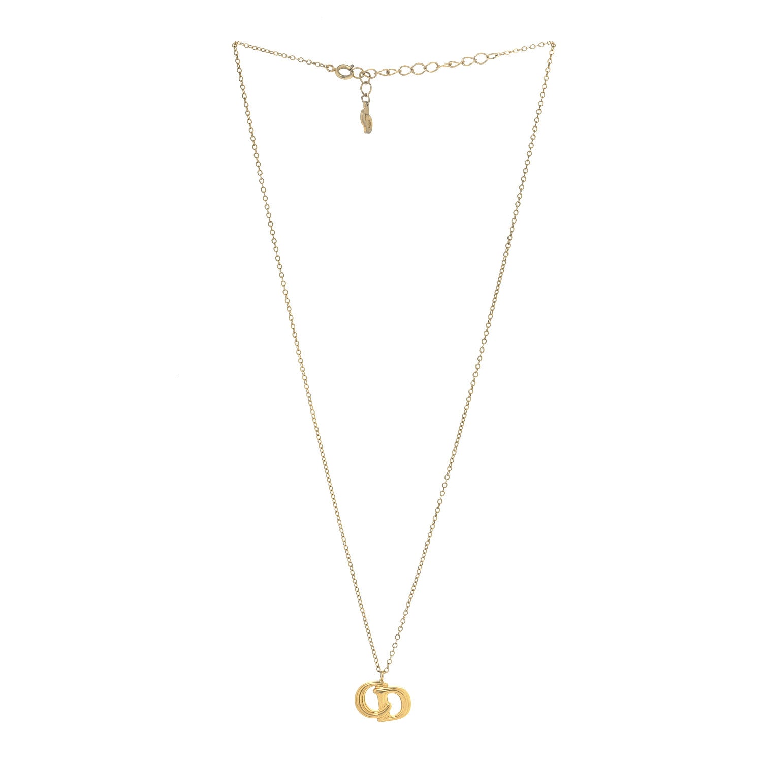Christian Dior Metal CD Logo Pendant Necklace Gold 3 of 4