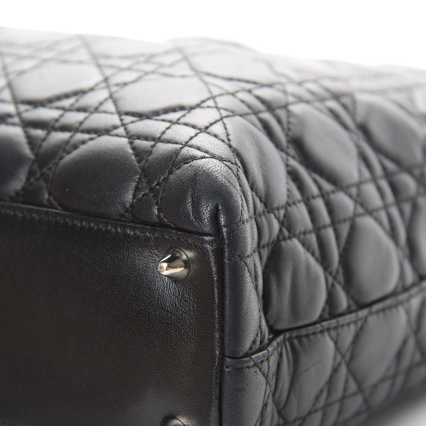 Lambskin Cannage Large Lady Dior Shopper Tote Black