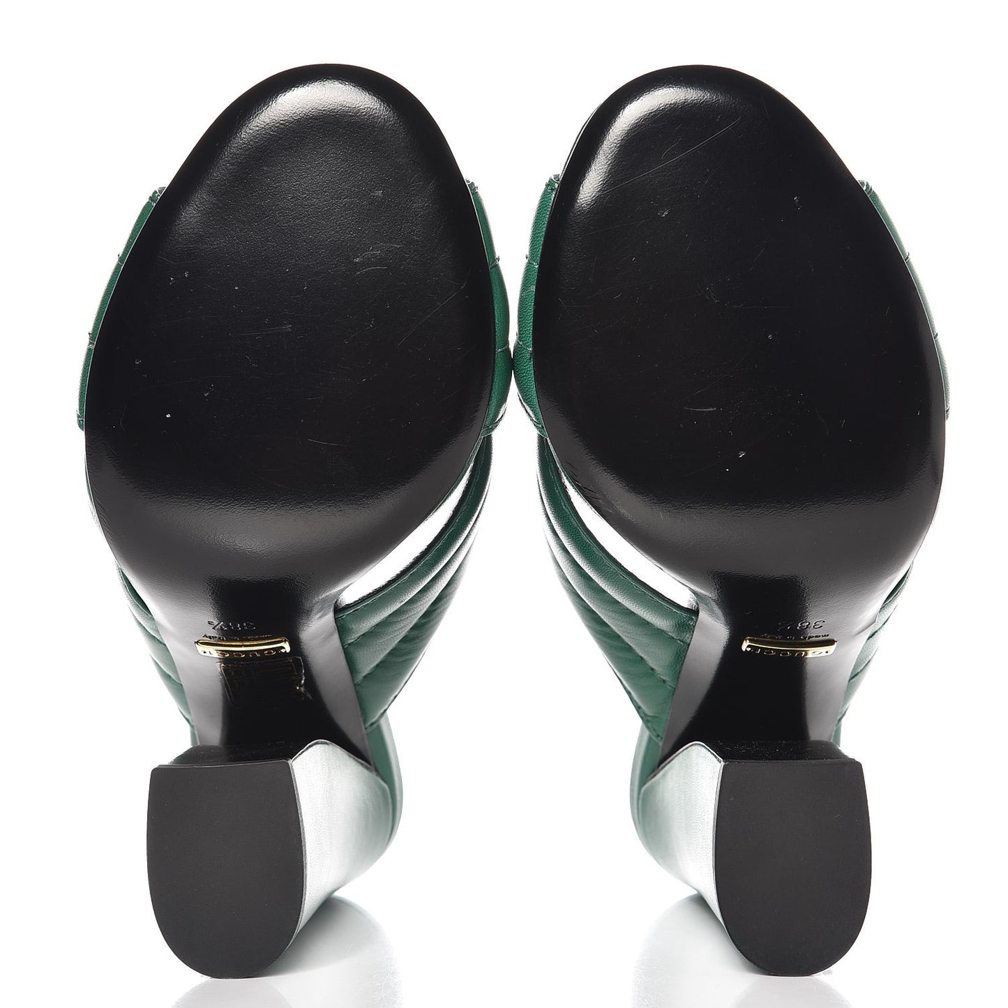 Malaga Kid Webby Crossover High Heel Slide Sandals 38.5 Emerald