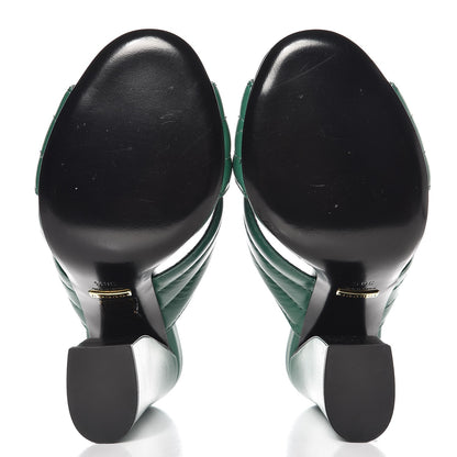 Gucci Malaga Kid Webby Crossover High Heel Slide Sandals 38.5 Emerald 5 of 10