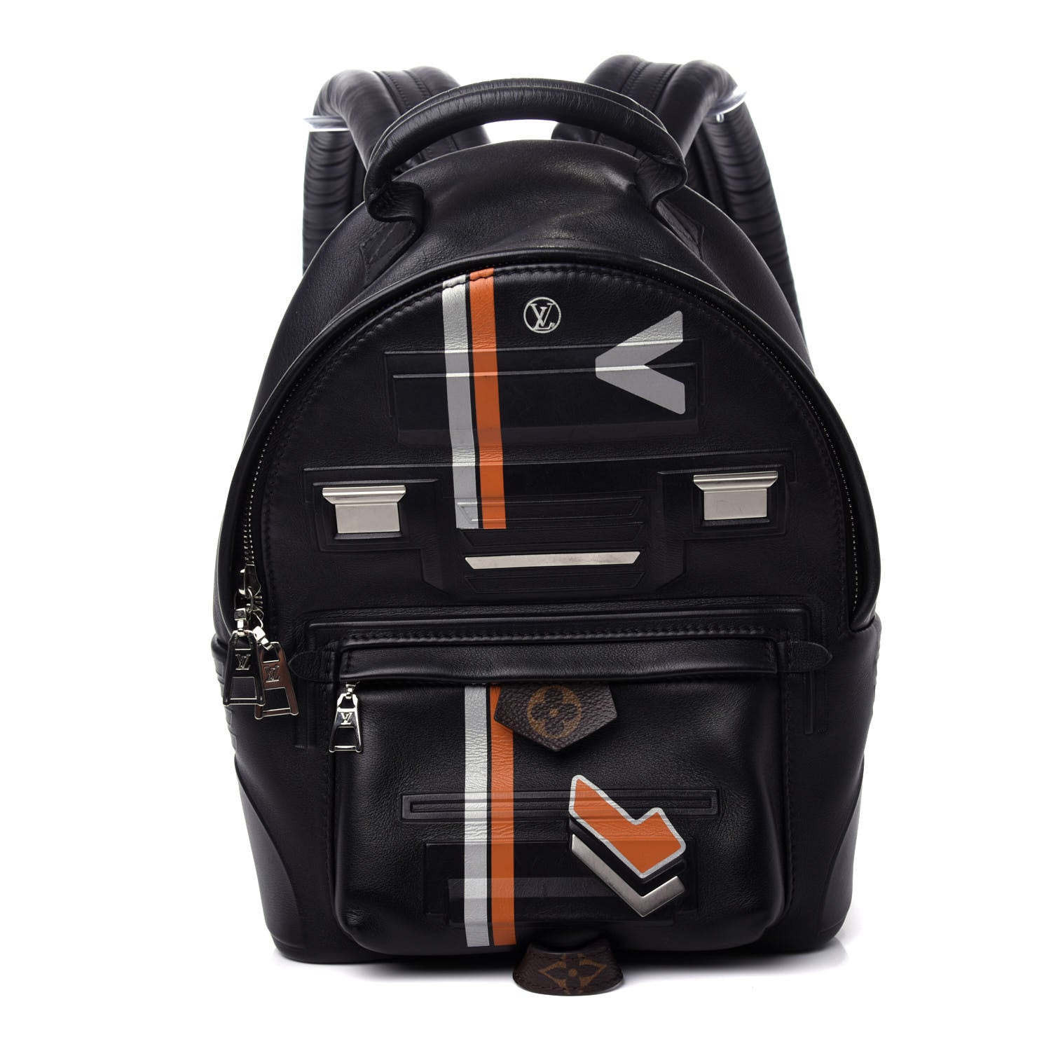 Louis Vuitton Lambskin Spaceship Embossed Palm Springs Backpack PM Black 1 of 9