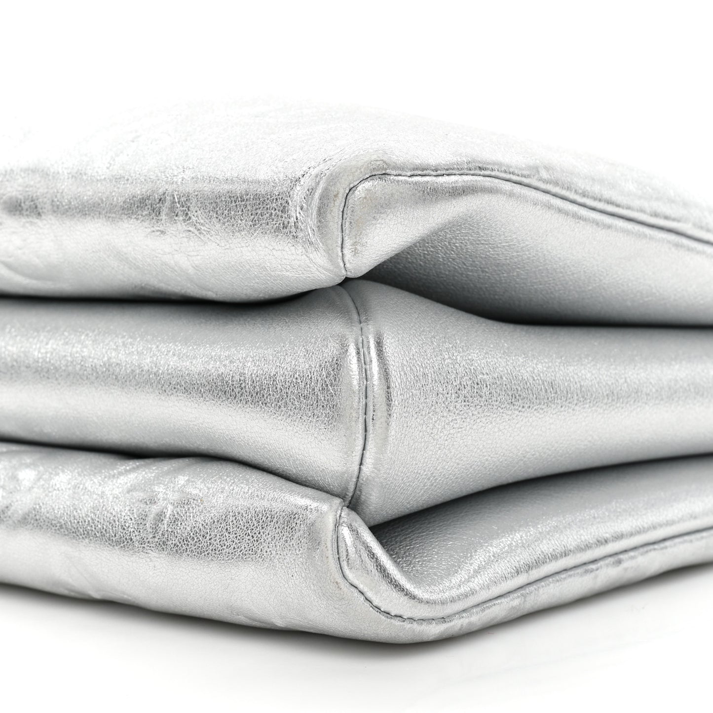Metallic Lambskin Embossed Monogram Coussin PM Silver