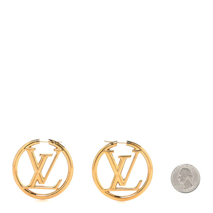 Louis Vuitton Metal Louise Hoop Earrings Gold 2 of 5