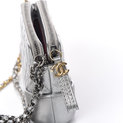 Chanel Metallic Lambskin Calfskin Quilted Small Gabrielle Clutch With Chain Silver 14 of 14