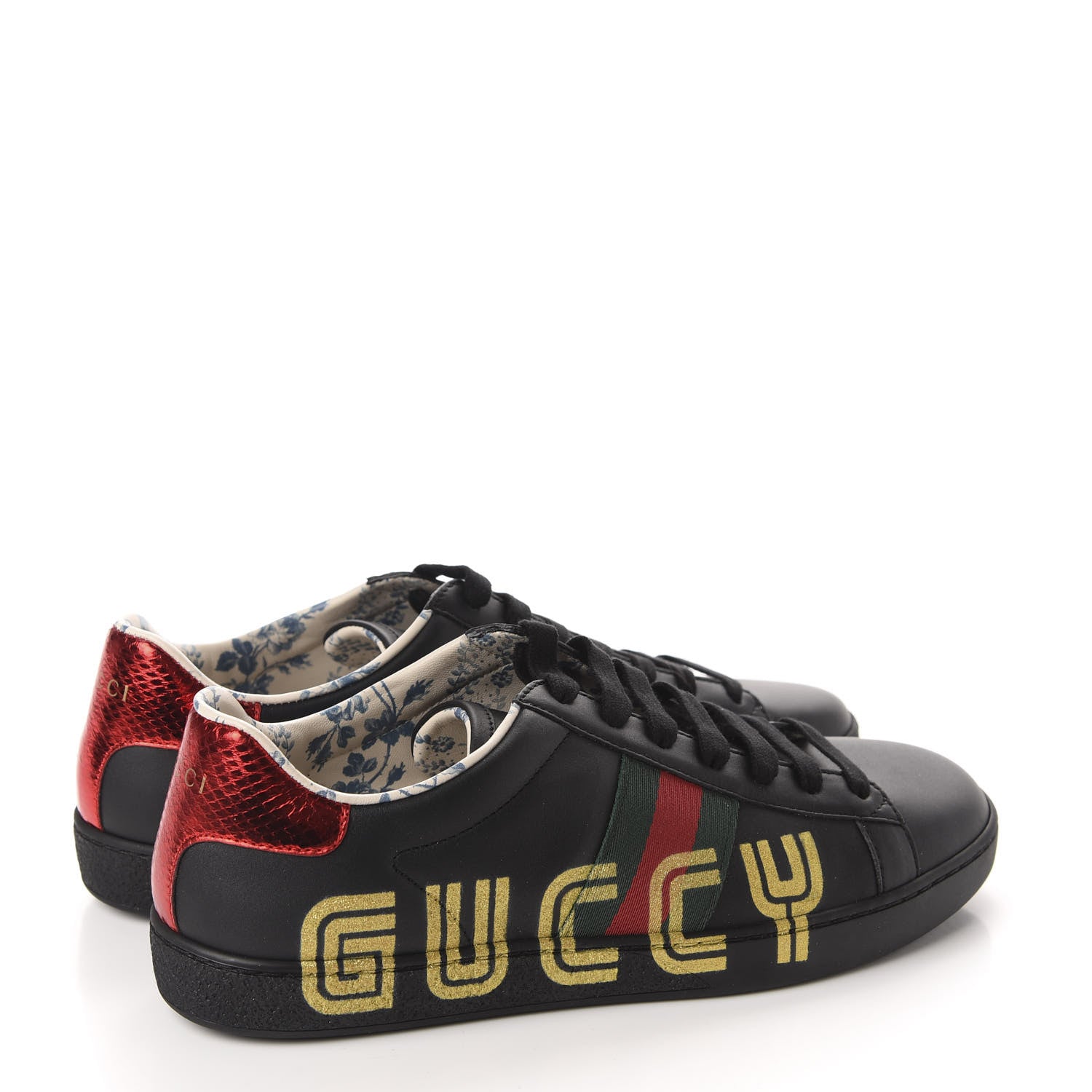Gucci X SEGA Calfskin Ayers Web Guccy Womens Ace Sneakers 39 Black 4 of 10