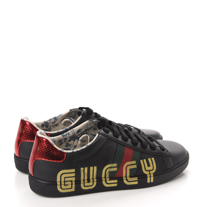 Gucci X SEGA Calfskin Ayers Web Guccy Womens Ace Sneakers 39 Black 4 of 10