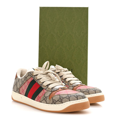 Gucci GG Supreme Monogram Harness Calfskin Web Mens Screener Sneakers 10.5 Beige Ebony Rosso Harness Brown 9 of 10