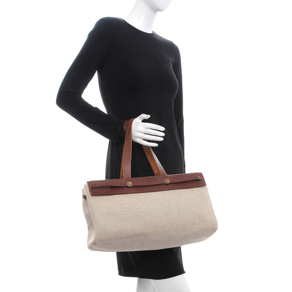 Hermes Toile Vache Calfskin Herbag Cabas Havane 2 of 15