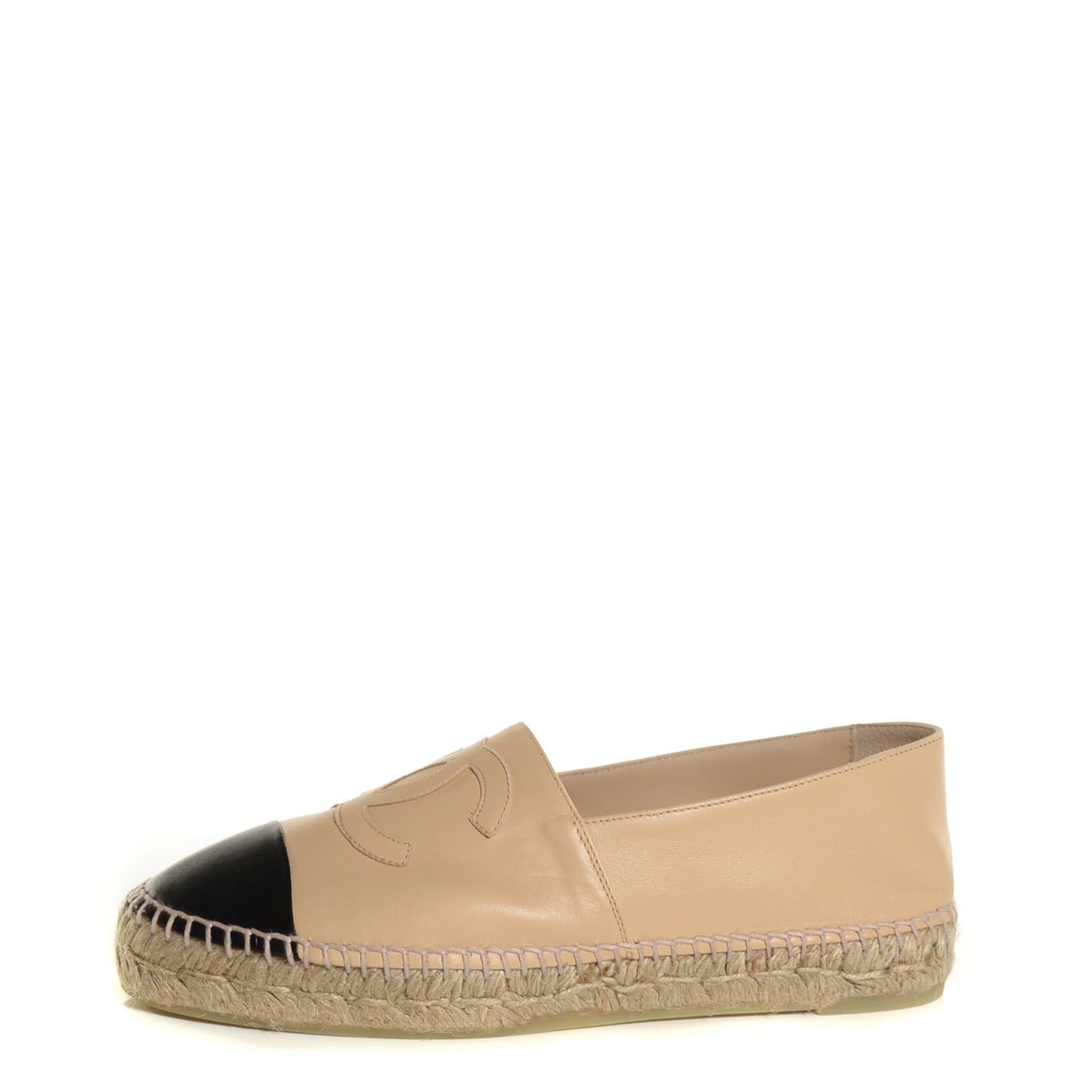 Chanel Lambskin CC Espadrilles 40 Beige Black 1 of 8
