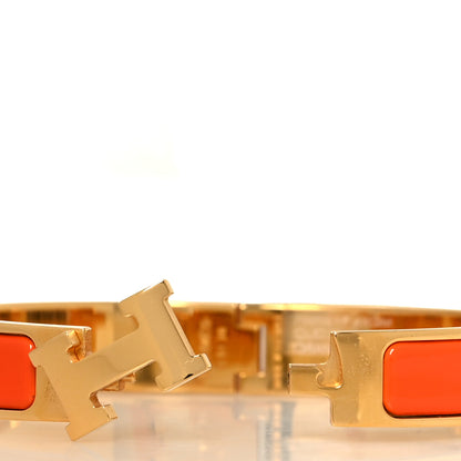 Hermes Enamel Narrow Clic Clac H Bracelet GM Orange 4 of 5