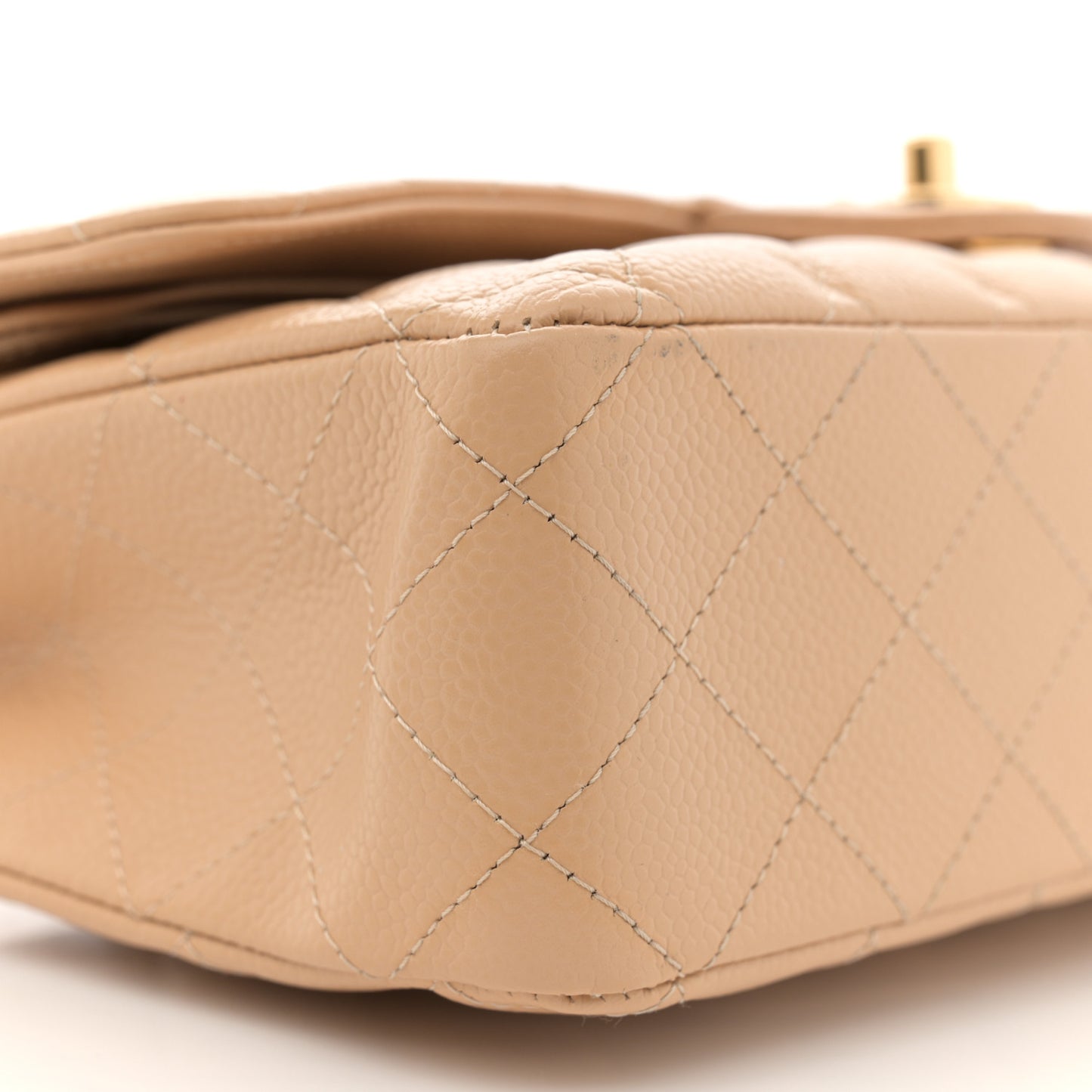 Caviar Quilted Medium Double Flap Beige