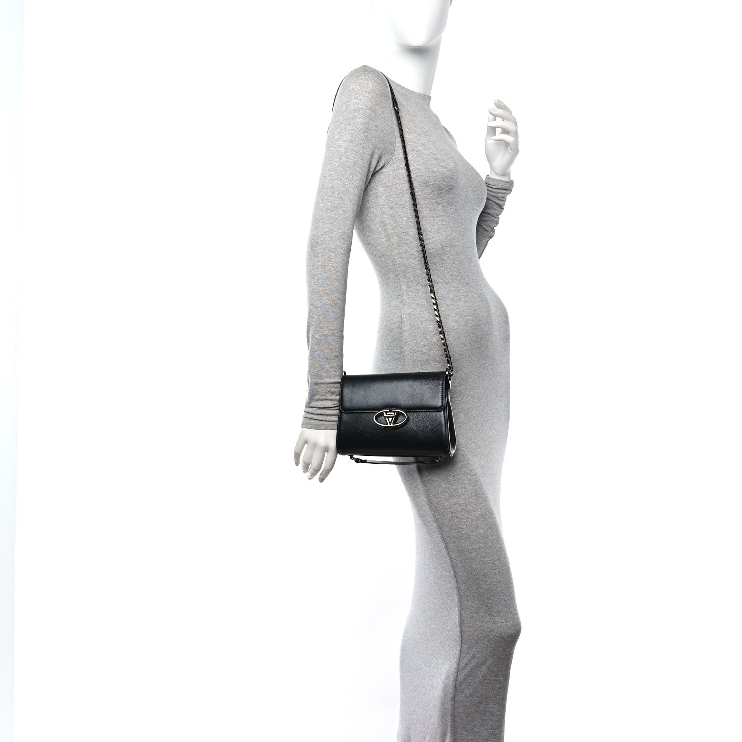 Valentino Garavani Crinkled Calfskin Vlogo Locker Shoulder Bag Black 2 of 12