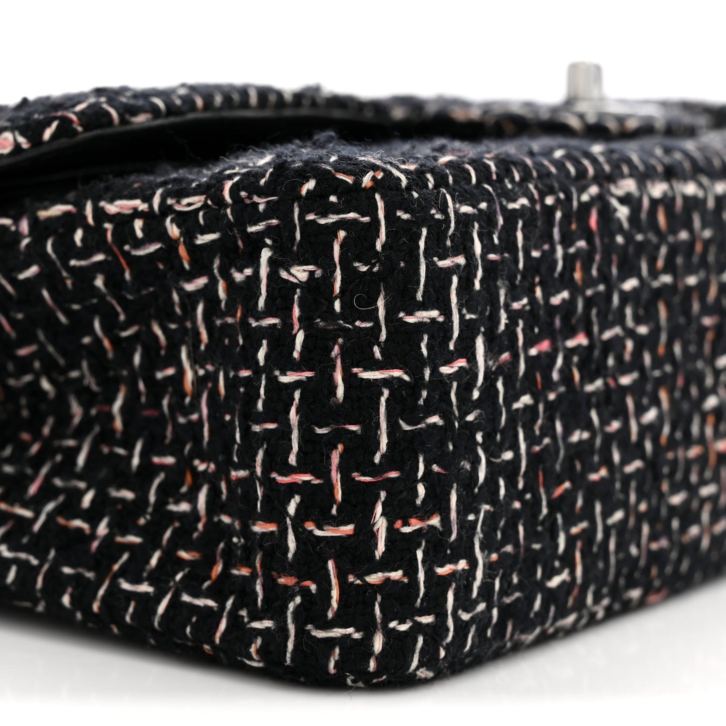 Tweed Quilted Medium Double Flap Black