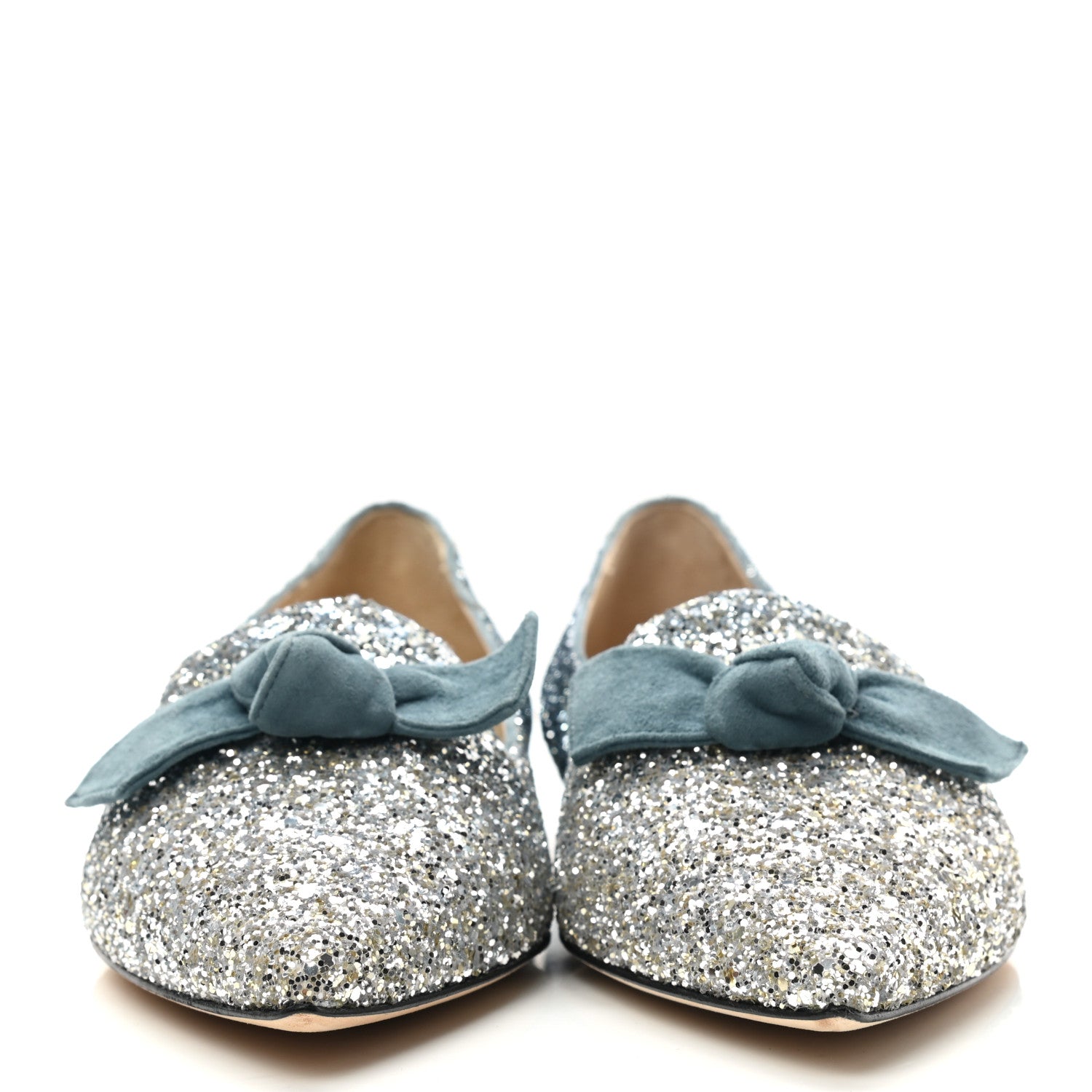 Jimmy Choo Glitter Degrade Fireball Gabie Flats 40 Silver Dusk Blue 2 of 7