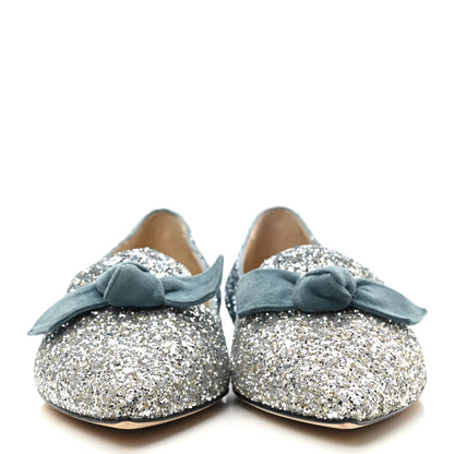 Jimmy Choo Glitter Degrade Fireball Gabie Flats 40 Silver Dusk Blue 2 of 7