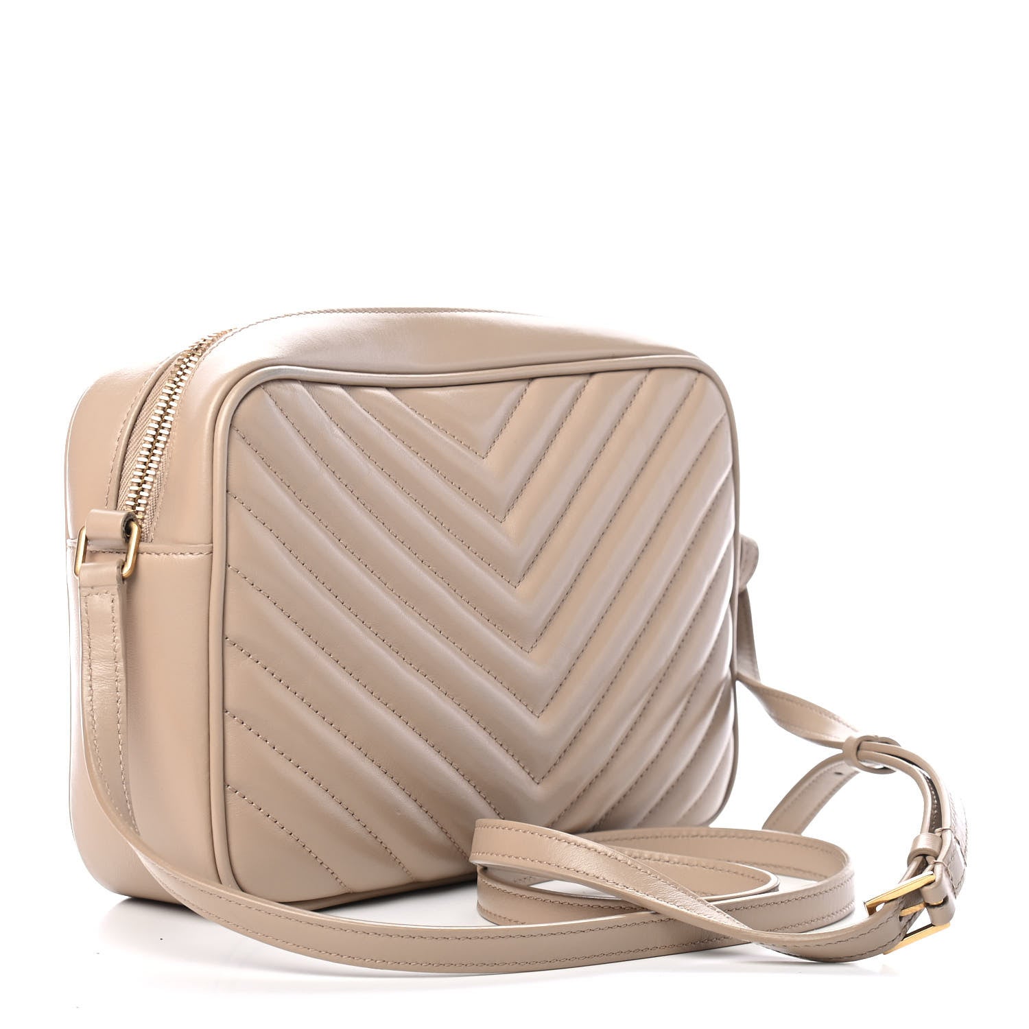 Saint Laurent Calfskin Matelasse Monogram Lou Camera Bag Dark Beige 2 of 9
