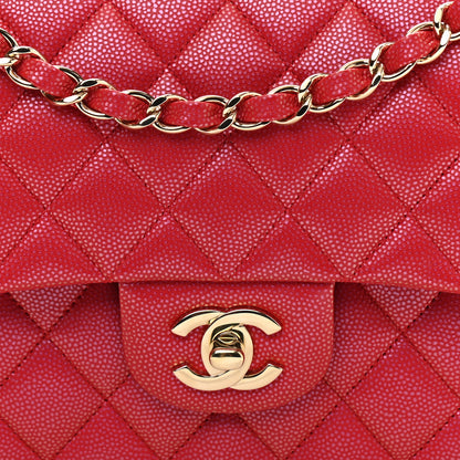 Chanel Iridescent Caviar Quilted Medium Double Flap Red 8 of 10