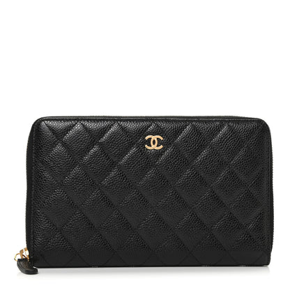 Chanel Caviar Quilted Large Zip Around Organizer Wallet Black 1 of 9