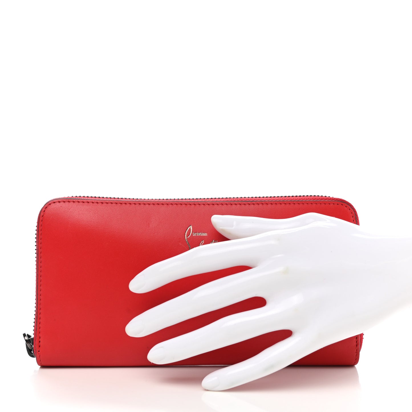 Calfskin Panettone Zip Around Wallet Red Black