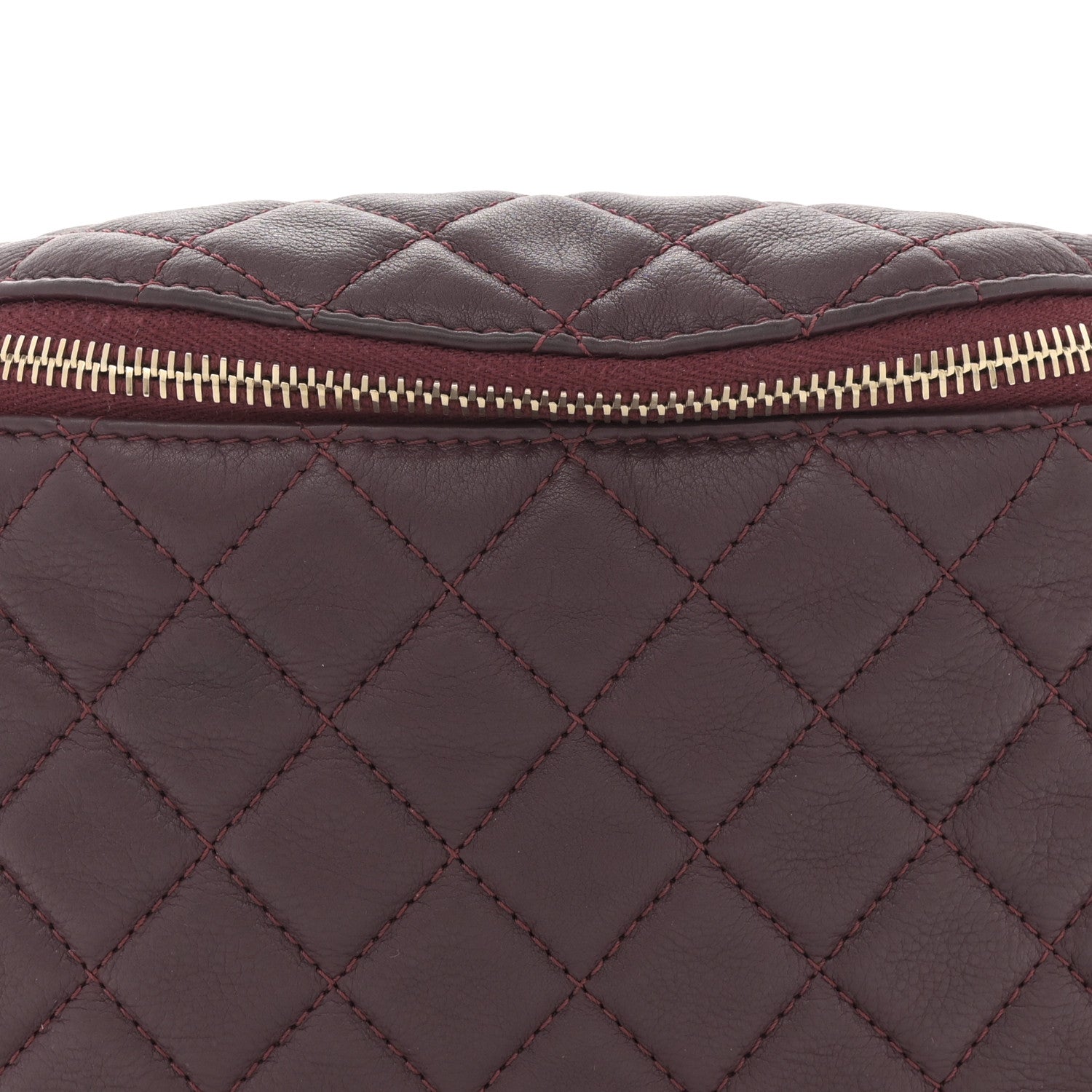 Chanel Calfskin Quilted Banane Waist Bag Fanny Pack Burgundy 7 of 9