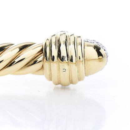 David Yurman 18K Yellow Gold Pave Diamond 5mm Cable Bracelet 5 of 6