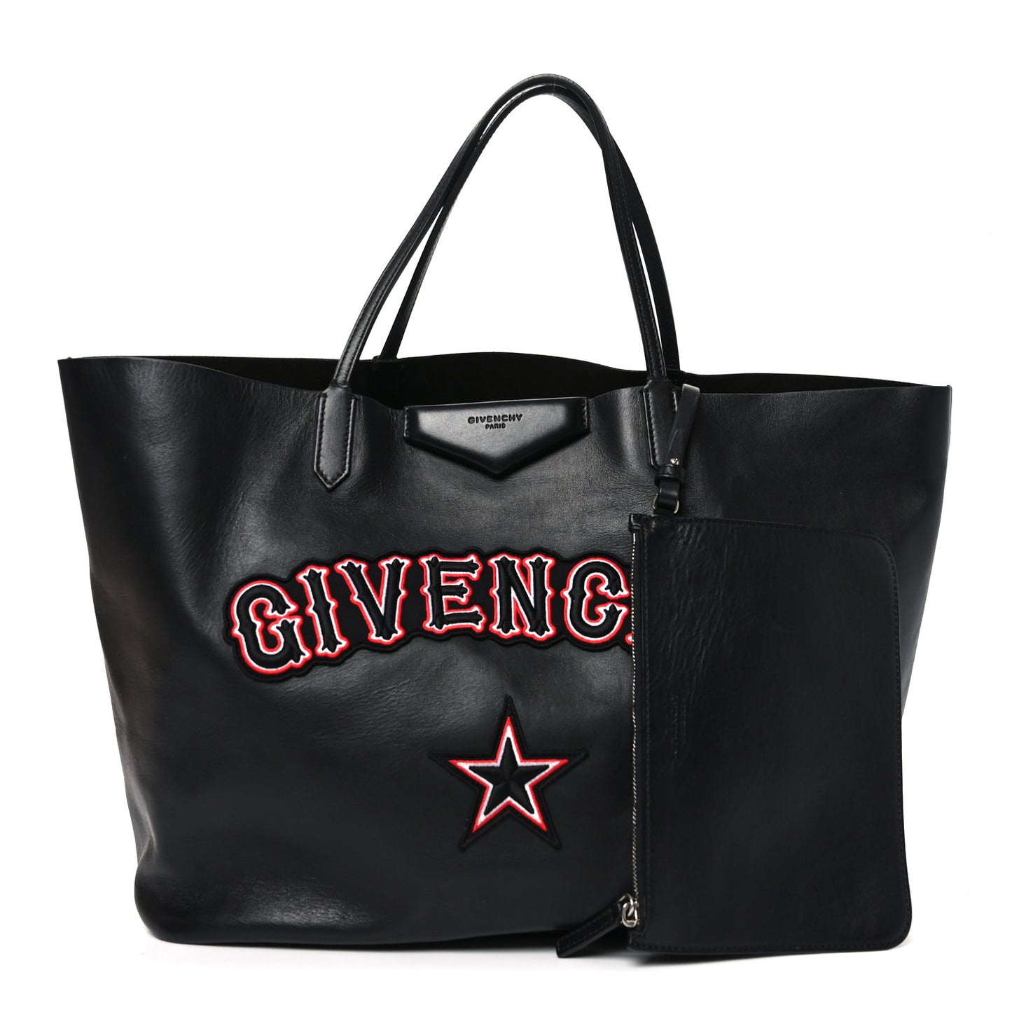 Calfskin Gothic Large Antigona Tote Black