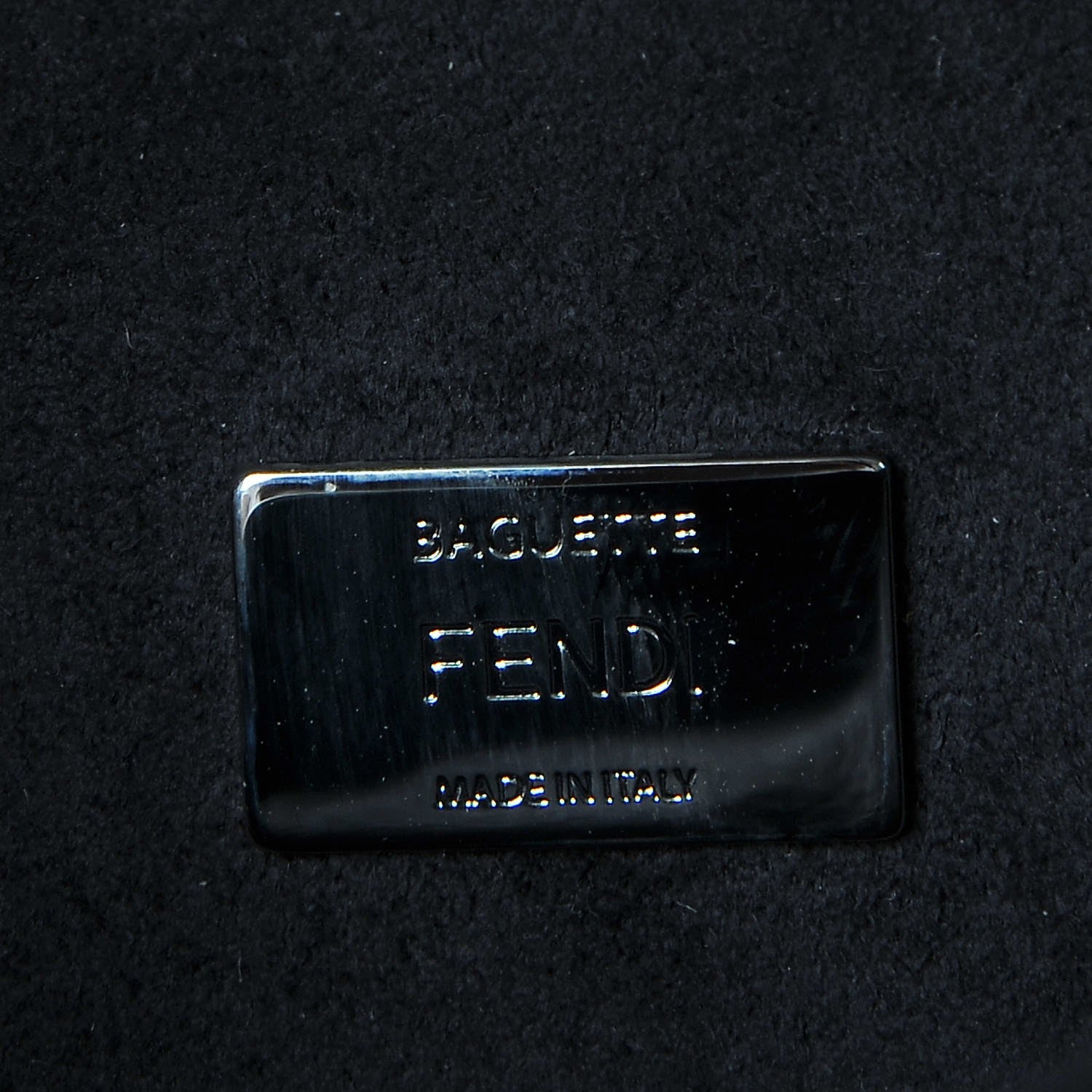 Fendi Calfskin Elaphe Crocodile Monster Studded Micro Double Baguette Black Grigio Polvere 6 of 9