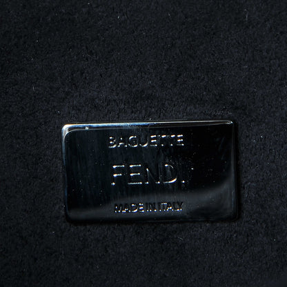 Fendi Calfskin Elaphe Crocodile Monster Studded Micro Double Baguette Black Grigio Polvere 6 of 9