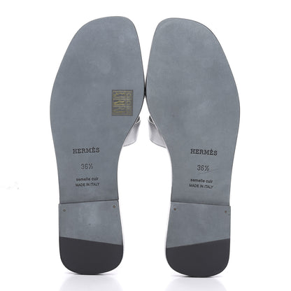 Hermes Metallic Madame Calfskin Oran Sandals 36.5 Argent 6 of 8