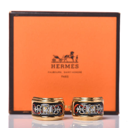 Hermes Enamel Clip On Earrings Gold 5 of 5