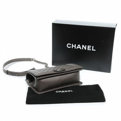 Chanel Calfskin Medium Boy Bag Flap Metallic Dark Silver 5 of 8