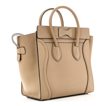 Celine Drummed Calfskin Mini Luggage Dune 3 of 11