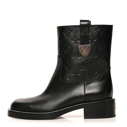 Louis Vuitton Calfskin Monogram Downtown Ankle Boots 38 Black 1 of 9