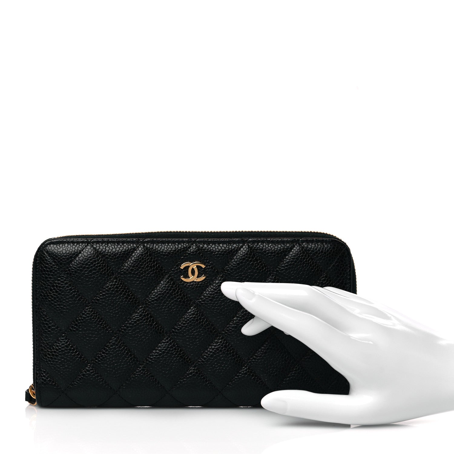 Chanel Caviar Quilted Large Gusset Zip Around Wallet Black 2 of 11