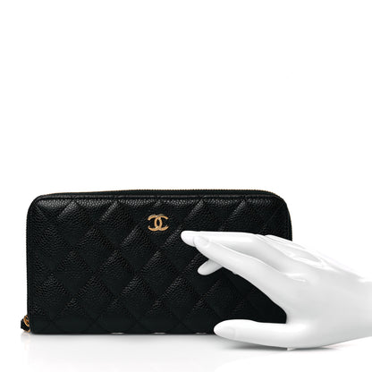 Chanel Caviar Quilted Large Gusset Zip Around Wallet Black 2 of 11