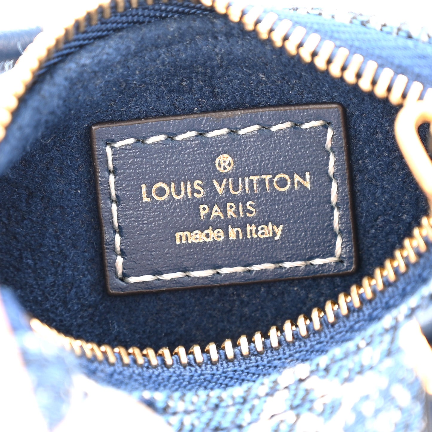 Denim Monogram Jacquard Micro Speedy Bag Charm Bleu