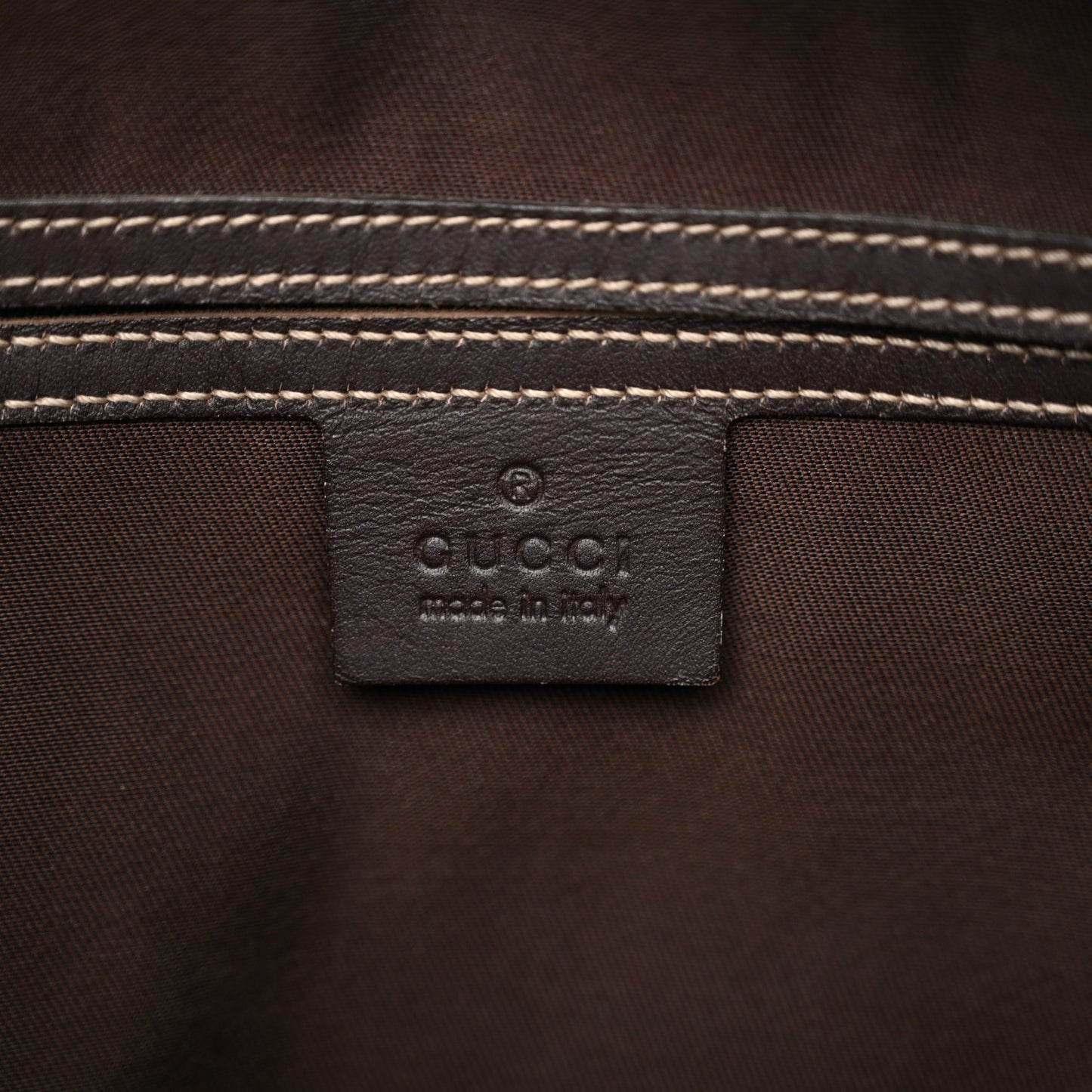 GG Supreme Monogram Medium Zippered Shopping Tote Dark Brown