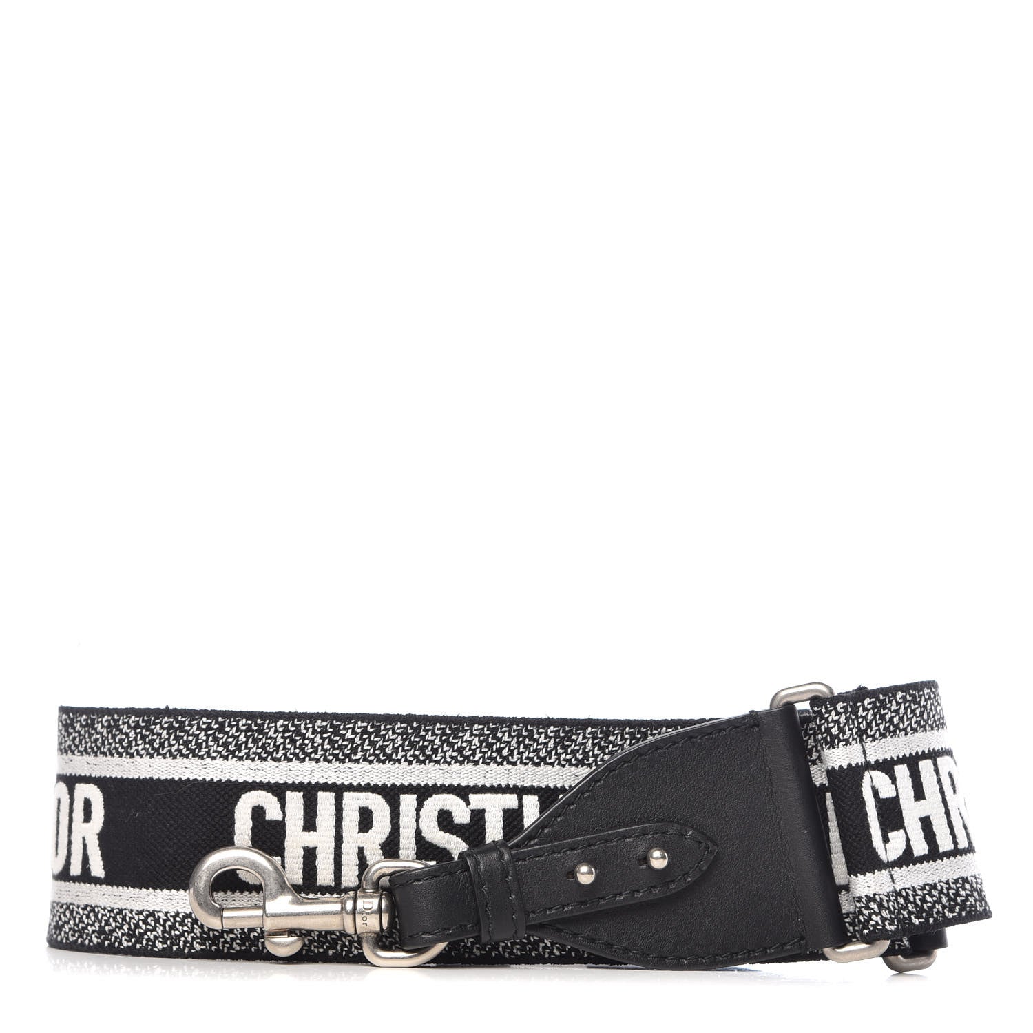 Christian Dior Canvas Embroidered Shoulder Strap Black White 1 of 4