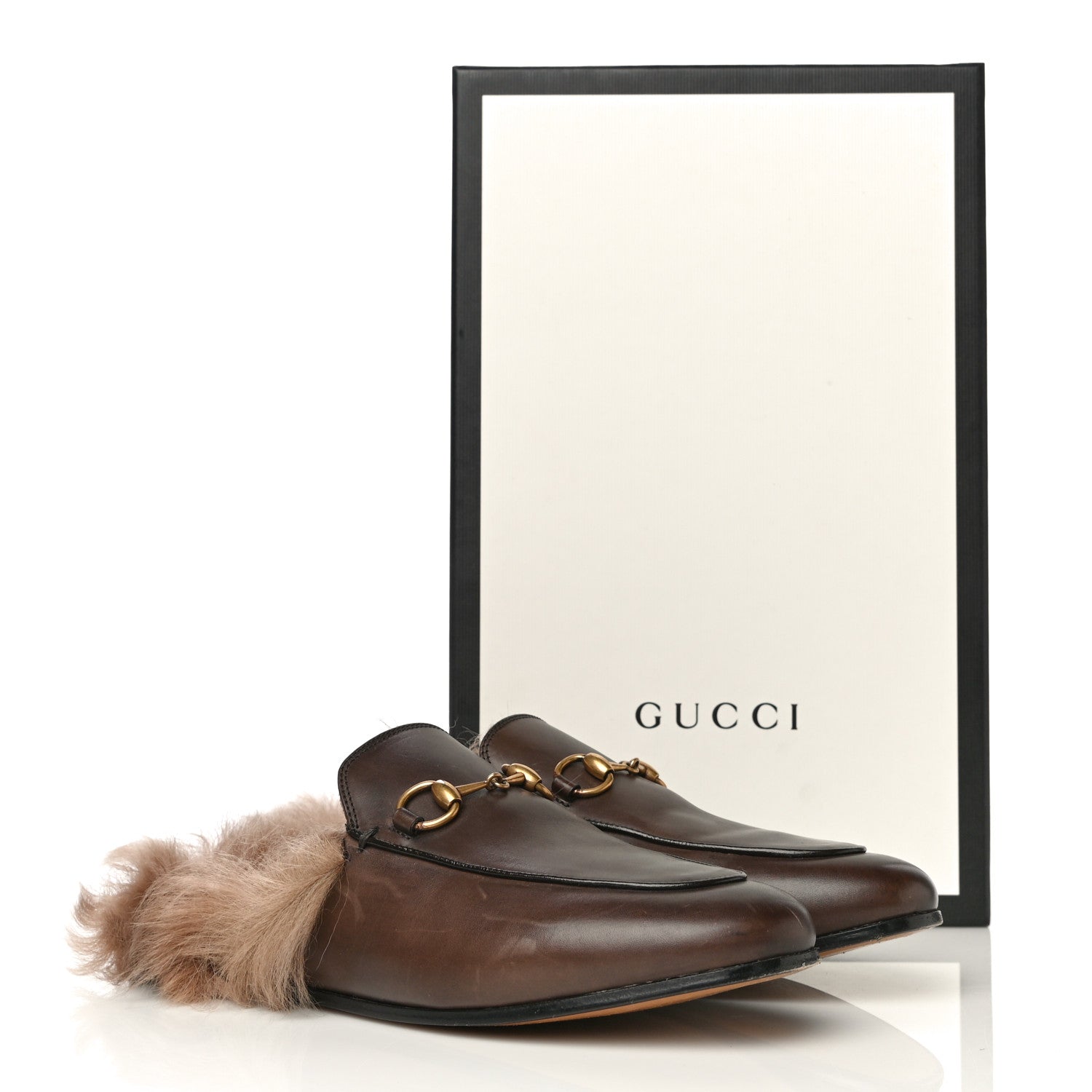 Gucci Calfskin Fur Womens Princetown Slippers 36.5 Brown 27 of 27
