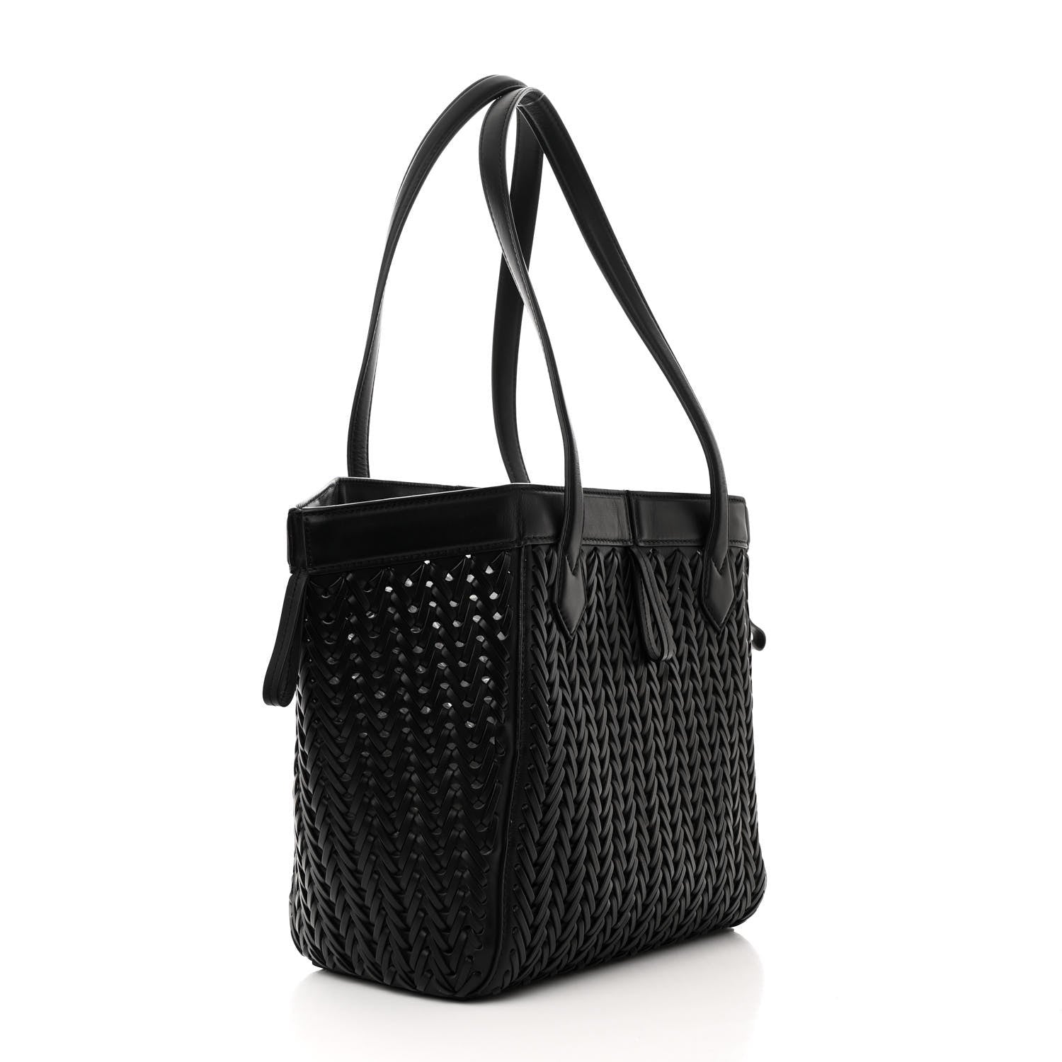 Fendi Vitello Grace Woven Medium Fendi Origami Black 3 of 12