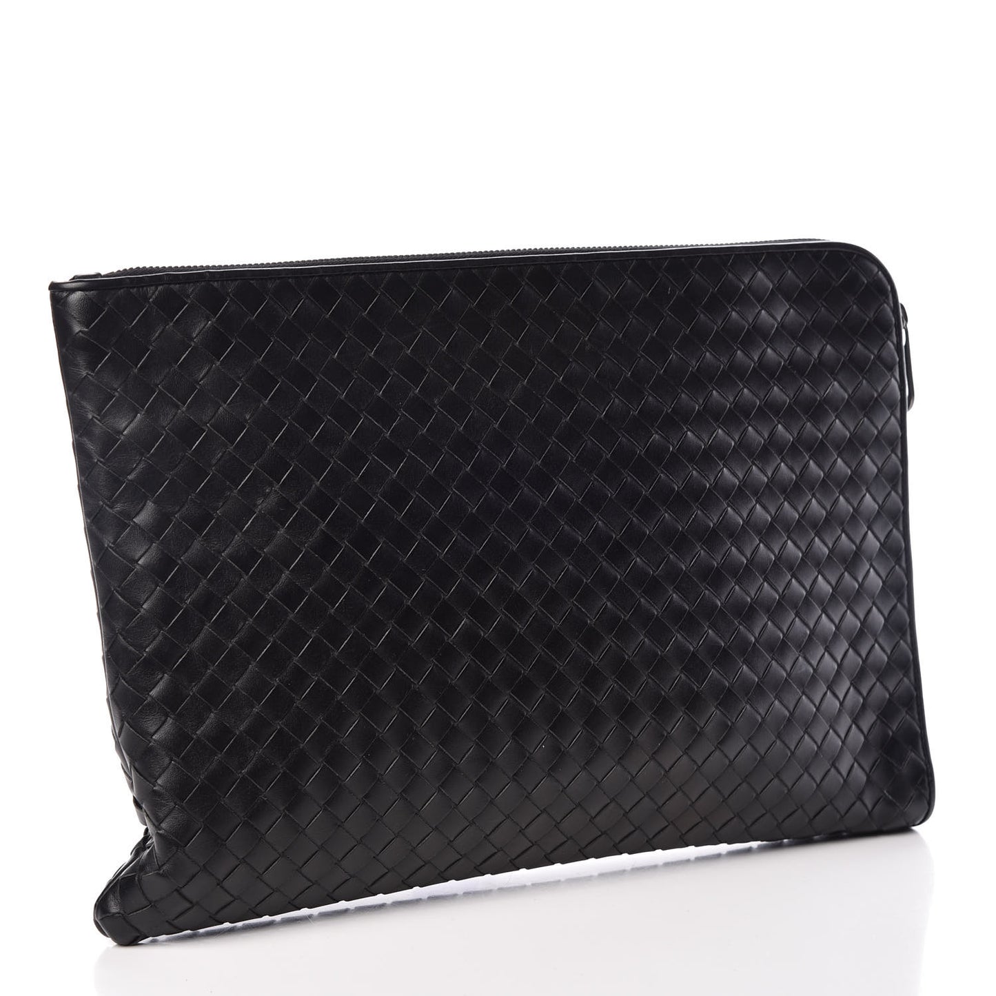 Nappa Intrecciato Zip Pouch Black